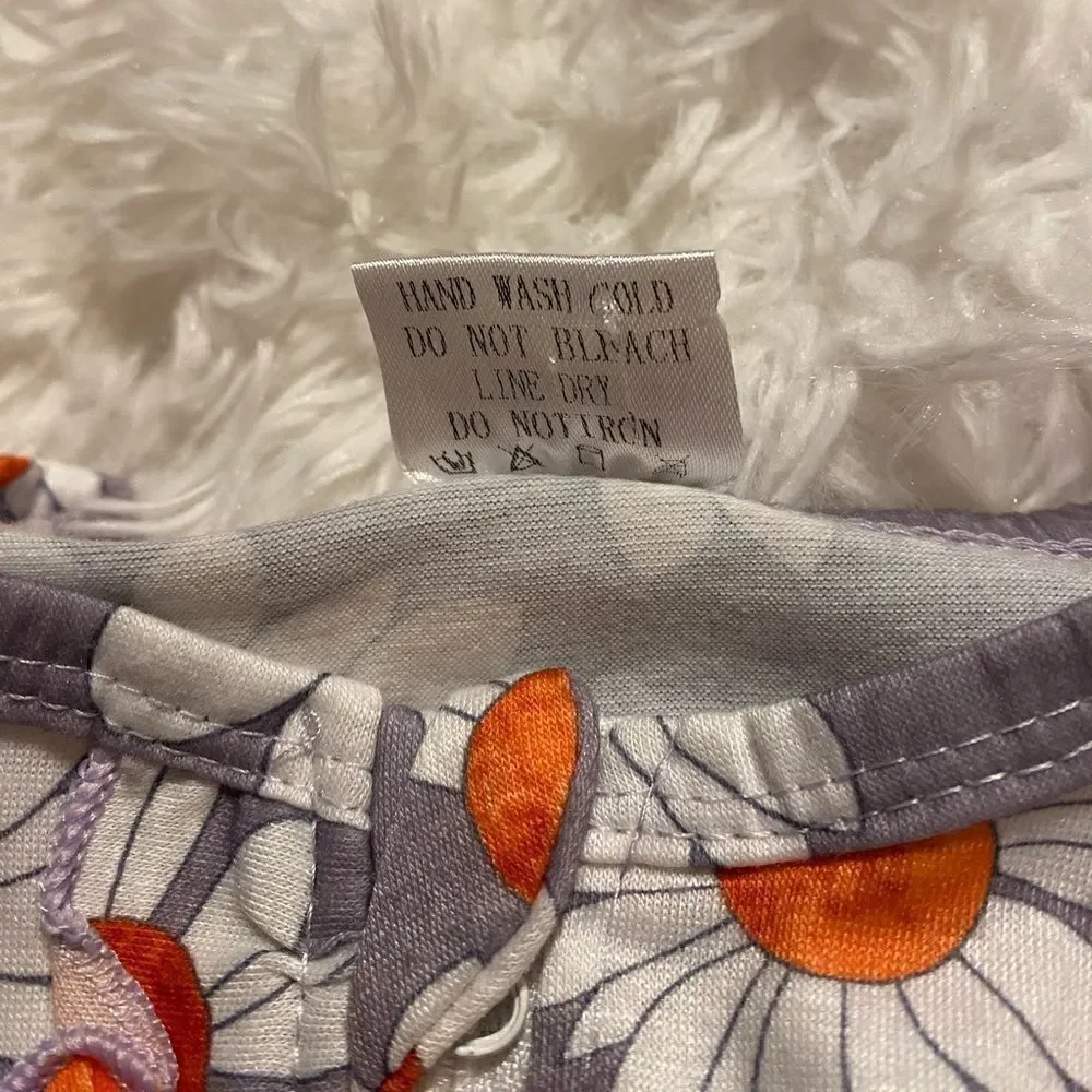 3-6M Gray & White & Orange Daisy Footless Onesie